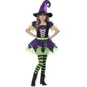 Way To Celebrate Pretty Potion Witch Costume Dress Hat Girls Size 7/8 Halloween